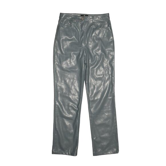 7 FOR ALL MANKIND $198 Blue Faux Leather Straight Leg Ankle Pant Small - Picture 1 of 3